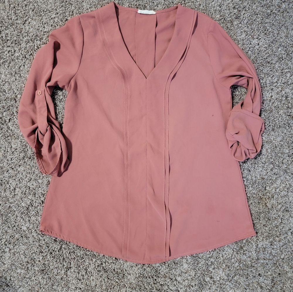 Pink Long Sleeve Small Blouse